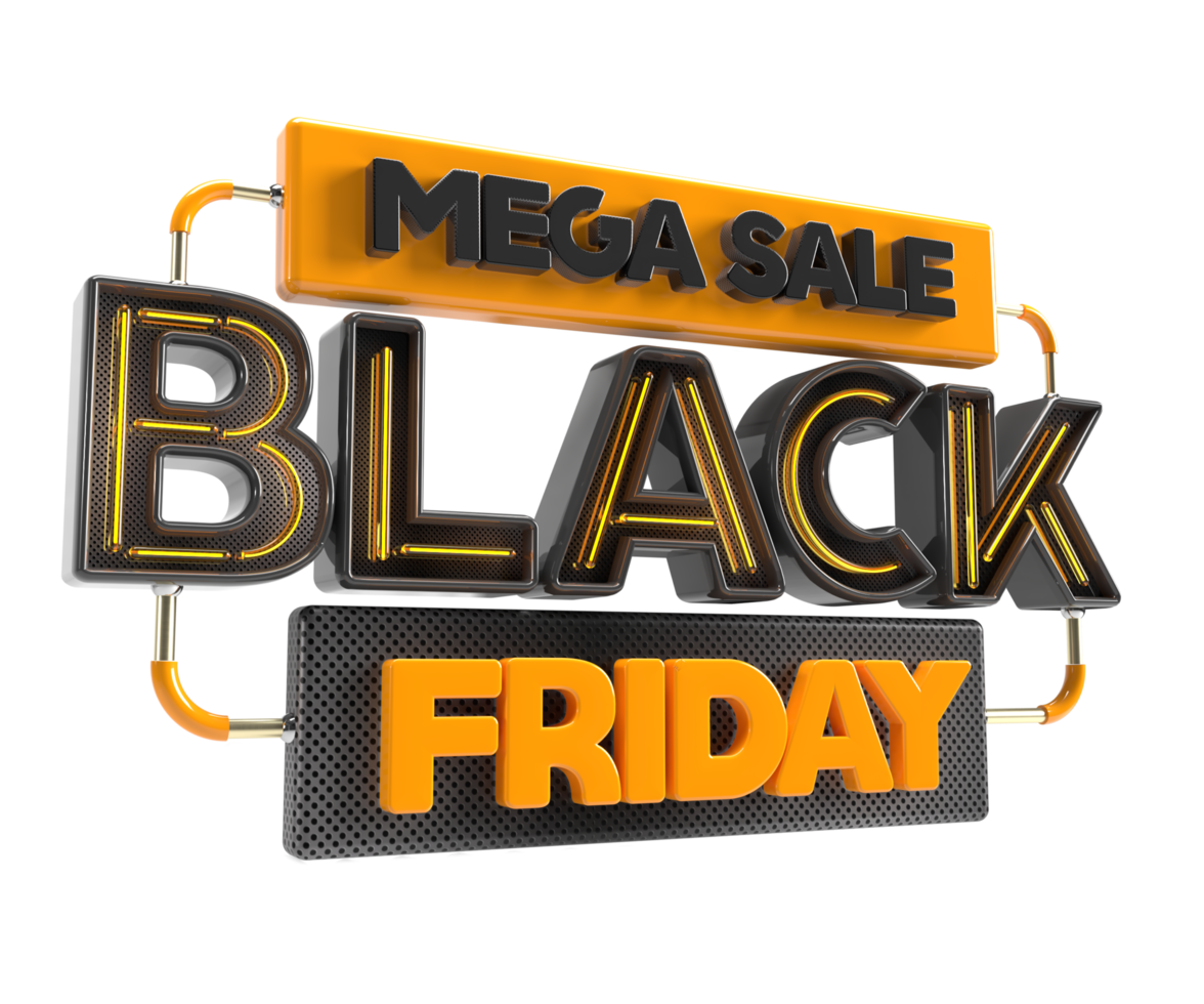 viernes negro mega venta renderizado realista 3d vista lateral derecha objeto png