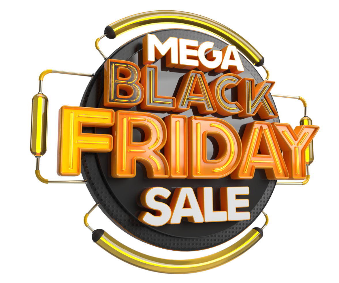 Label black Friday sale 3d realistic render right side view Object PNG