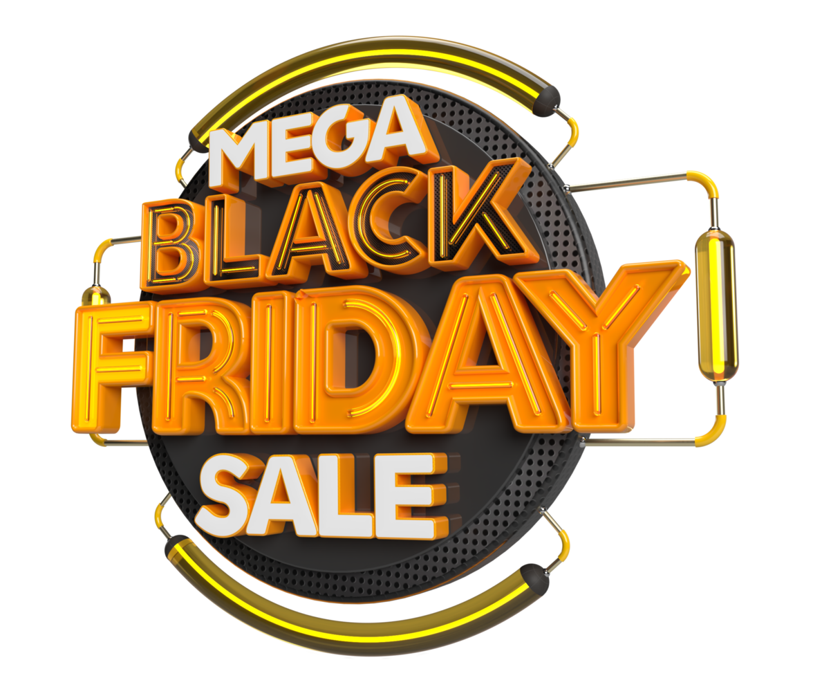 Label black Friday sale 3d realistic render left side view Object PNG