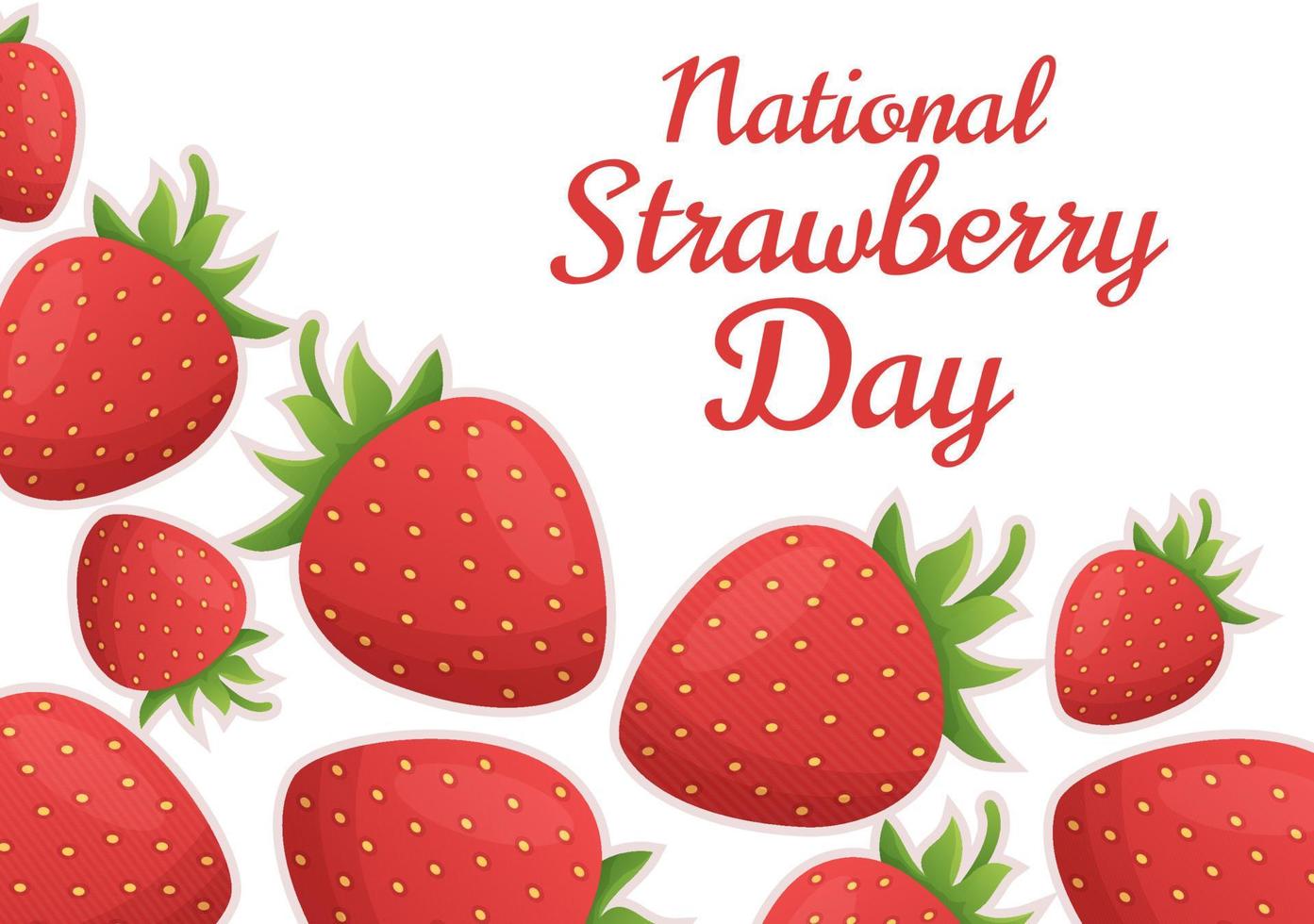 National Strawberry Day on February 27 to Celebrate the Sweet Little Red Fruit in Flat Cartoon Hand Drawn Templates Illustration vector