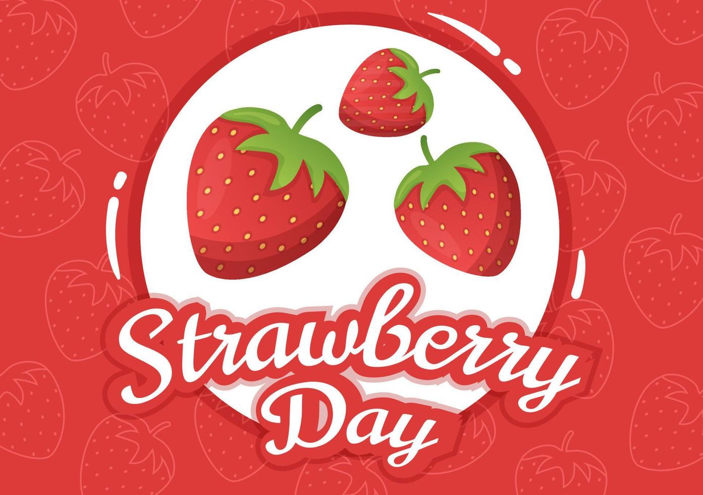 National Strawberry Day on February 27 to Celebrate the Sweet Little Red Fruit in Flat Cartoon Hand Drawn Templates Illustration vector
