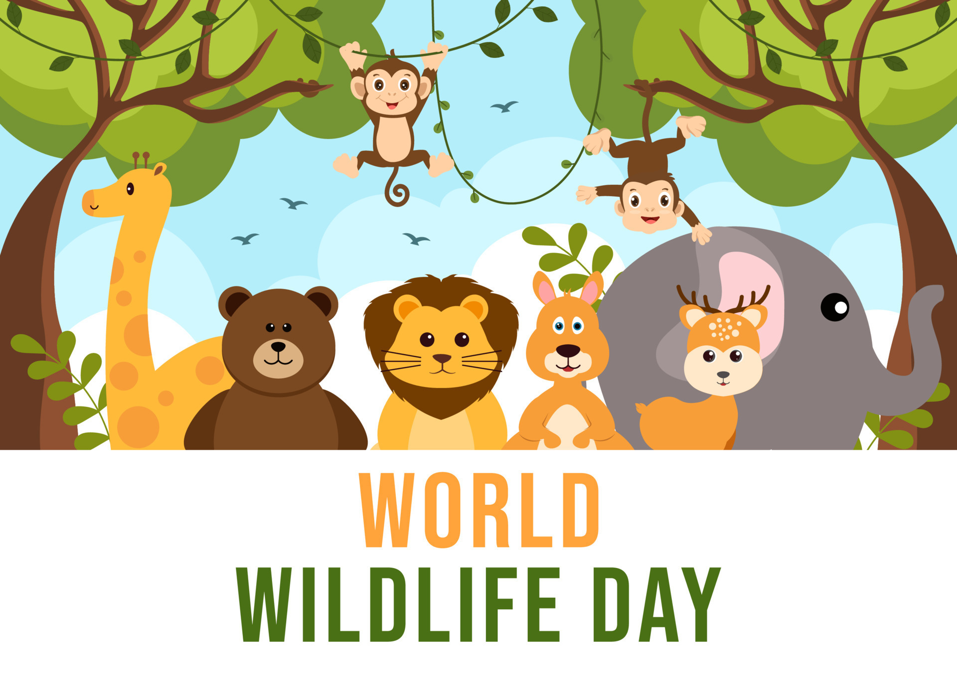 World Wildlife Day on March 3rd to Raise Animal Awareness, Plant and  Preserve Their Habitat in Forest in Flat Cartoon Hand Drawn Template  Illustration 15079385 Vector Art at Vecteezy