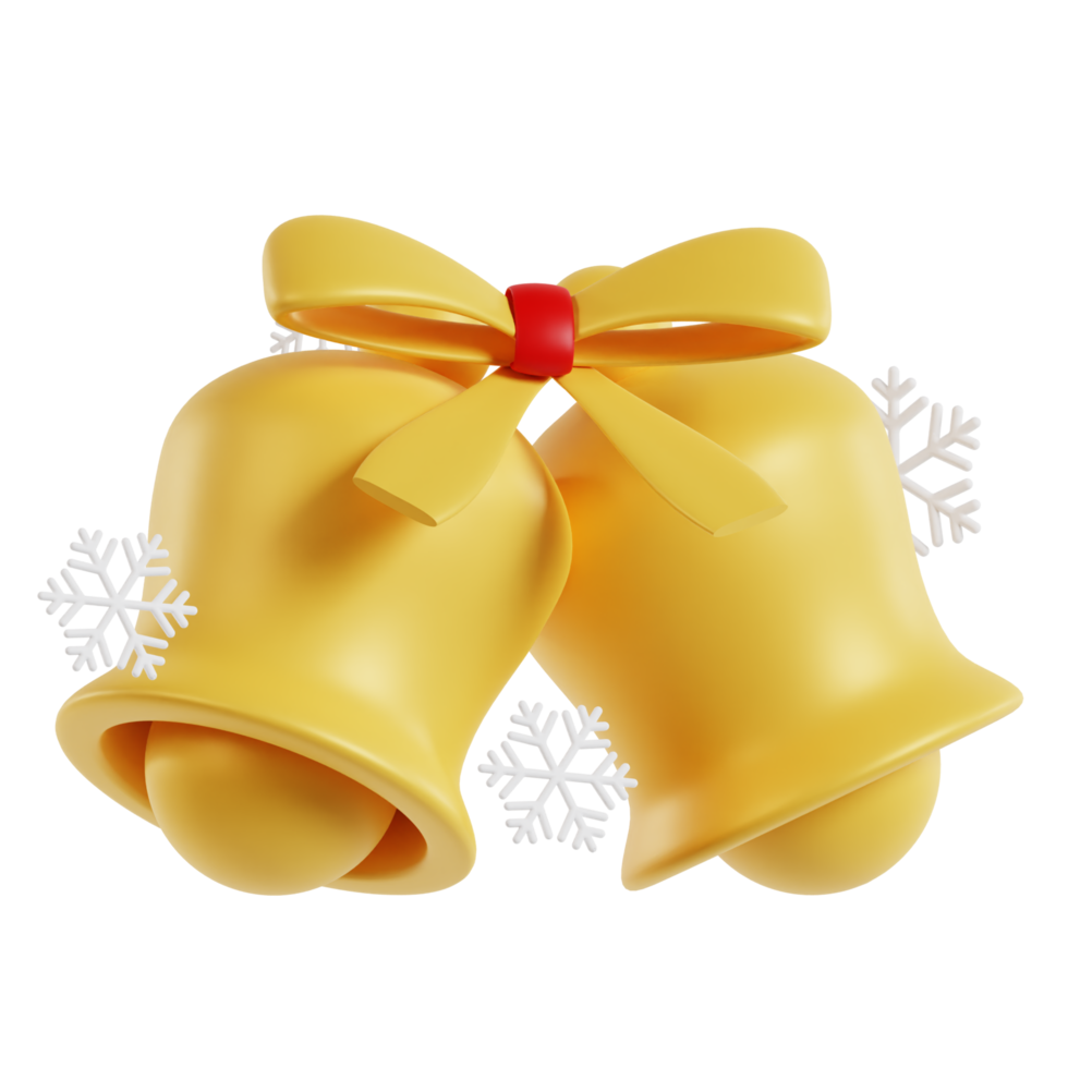 3D Christmas bells, transparent background png