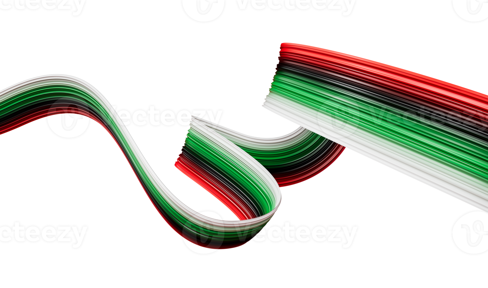 UAE flag Waving Ribbon Style 3D Illustration png