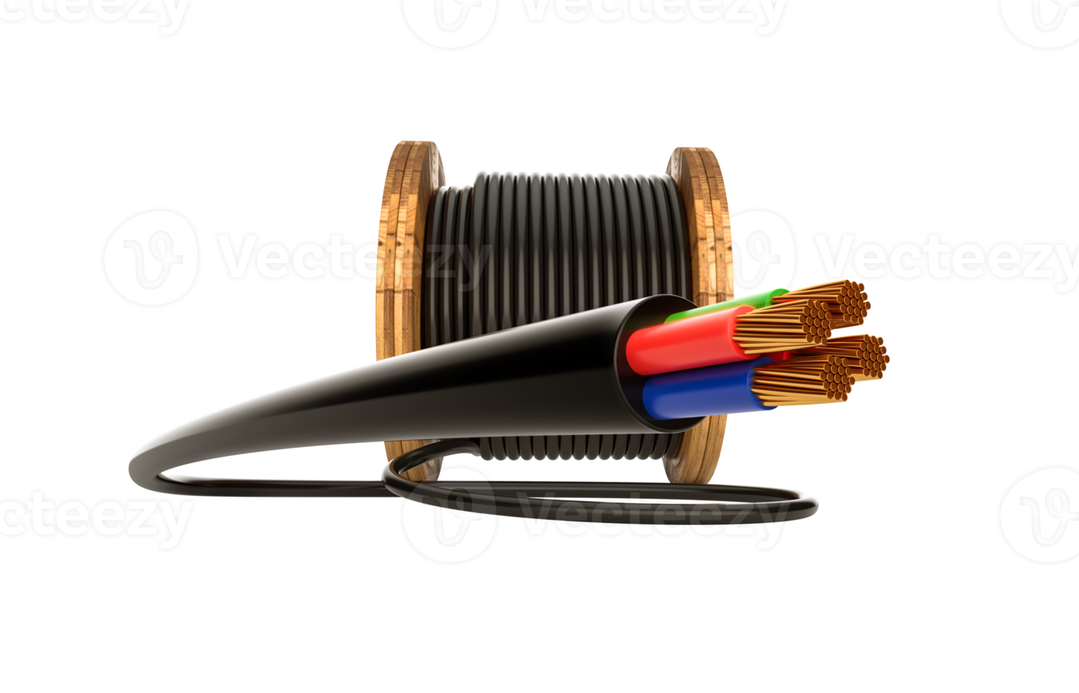 bobine de câble tambour de câble enrouleur de tuyau industriel fil électrique en cuivre illustration 3d png