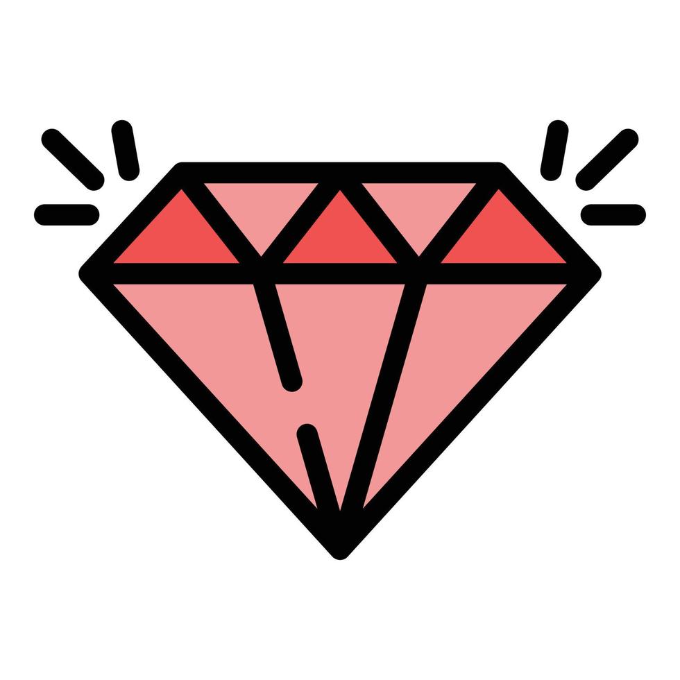 Diamond reliability icon color outline vector