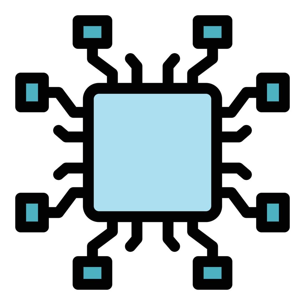 Smart processor icon color outline vector