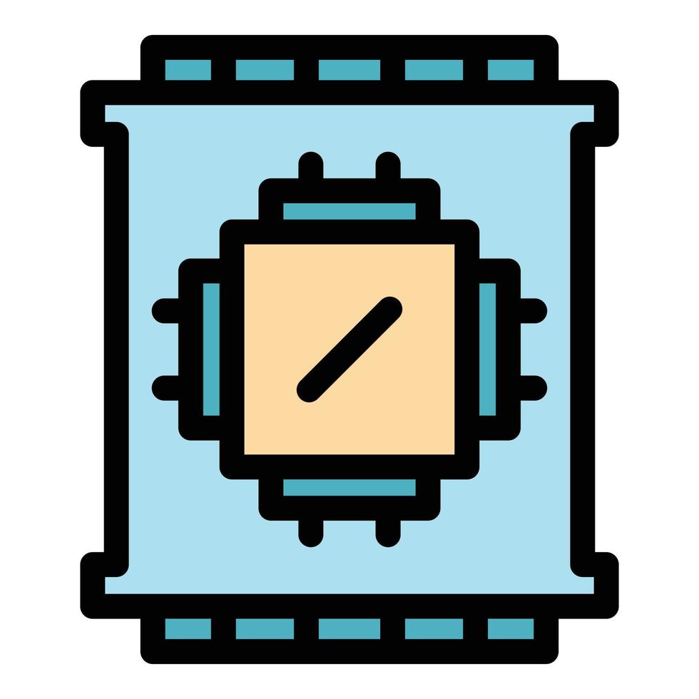Computer processor icon color outline vector