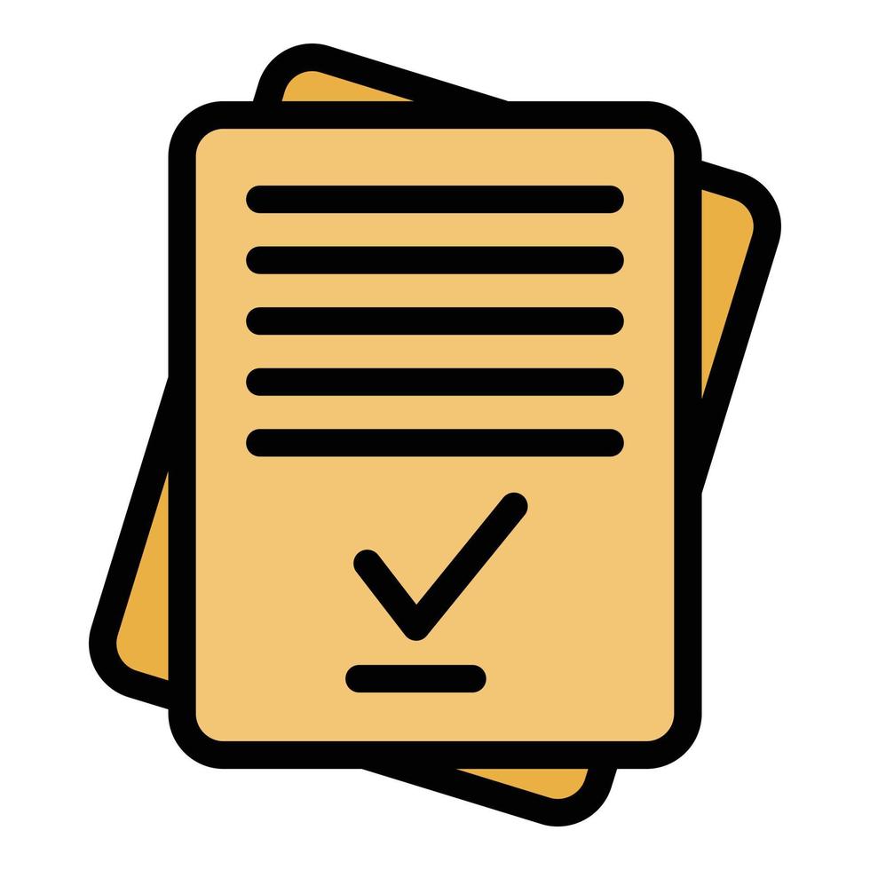 Pass exam test icon color outline vector