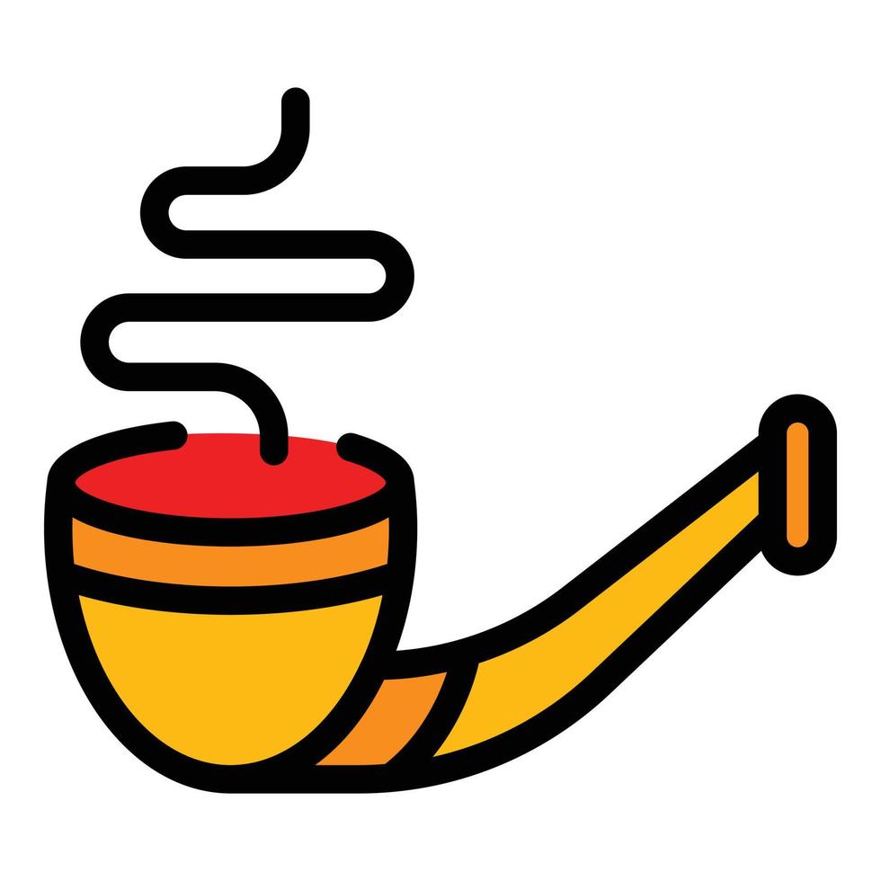 Wood smoking pipe icon color outline vector