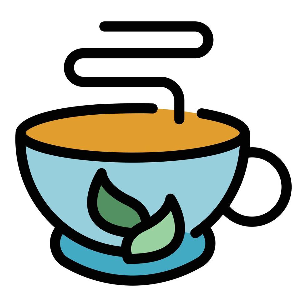 Glass tea cup icon color outline vector