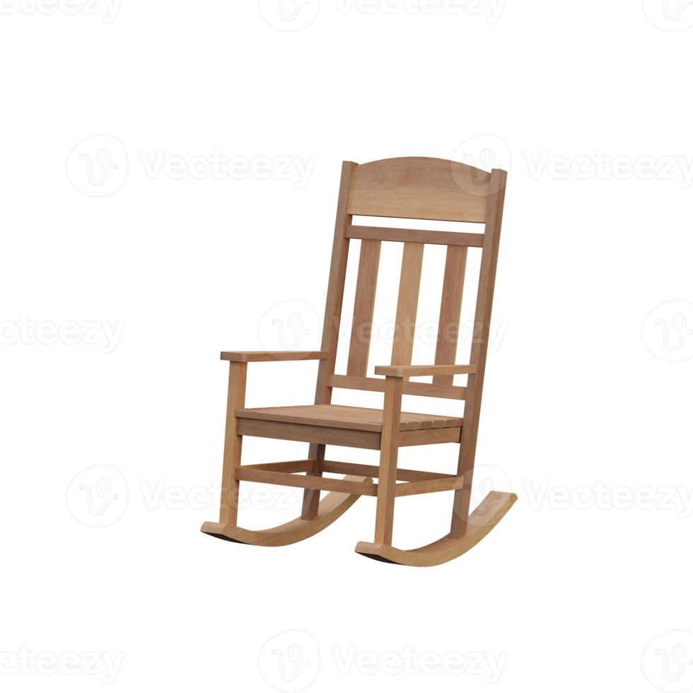 Rendu 3D d'une chaise à bascule en bois. png