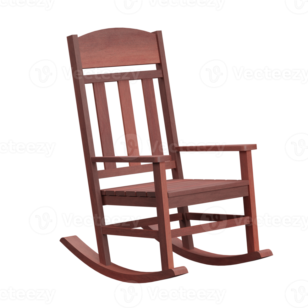 3D rendering of an wood rocking chair. png