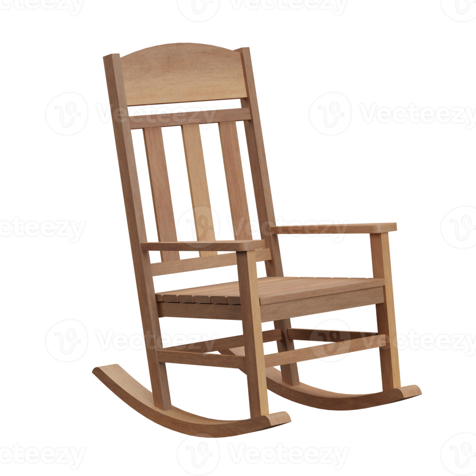 3D rendering of an wood rocking chair. png