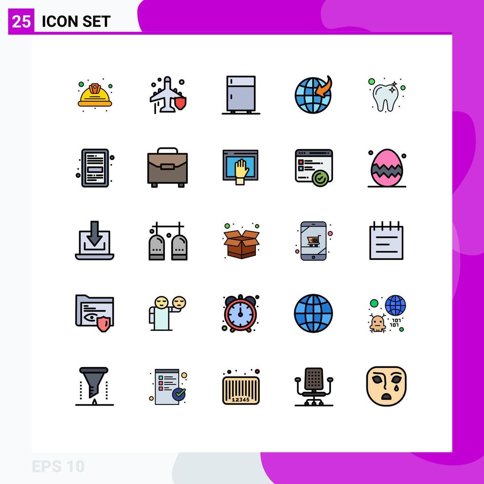 paquete de iconos vectoriales de stock de 25 signos y símbolos de línea para elementos de diseño vectorial editables del equipo de flecha de protección del globo de cuidado vector