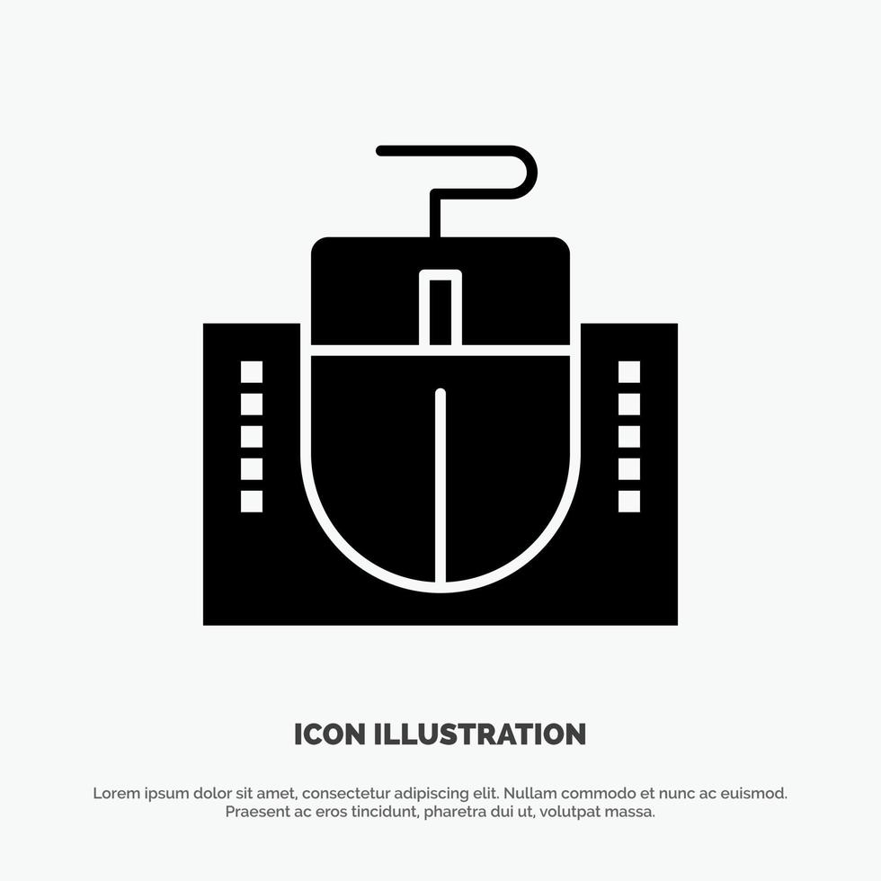 Mouse Computer Hardware Education Solid Black Glyph Icon vector