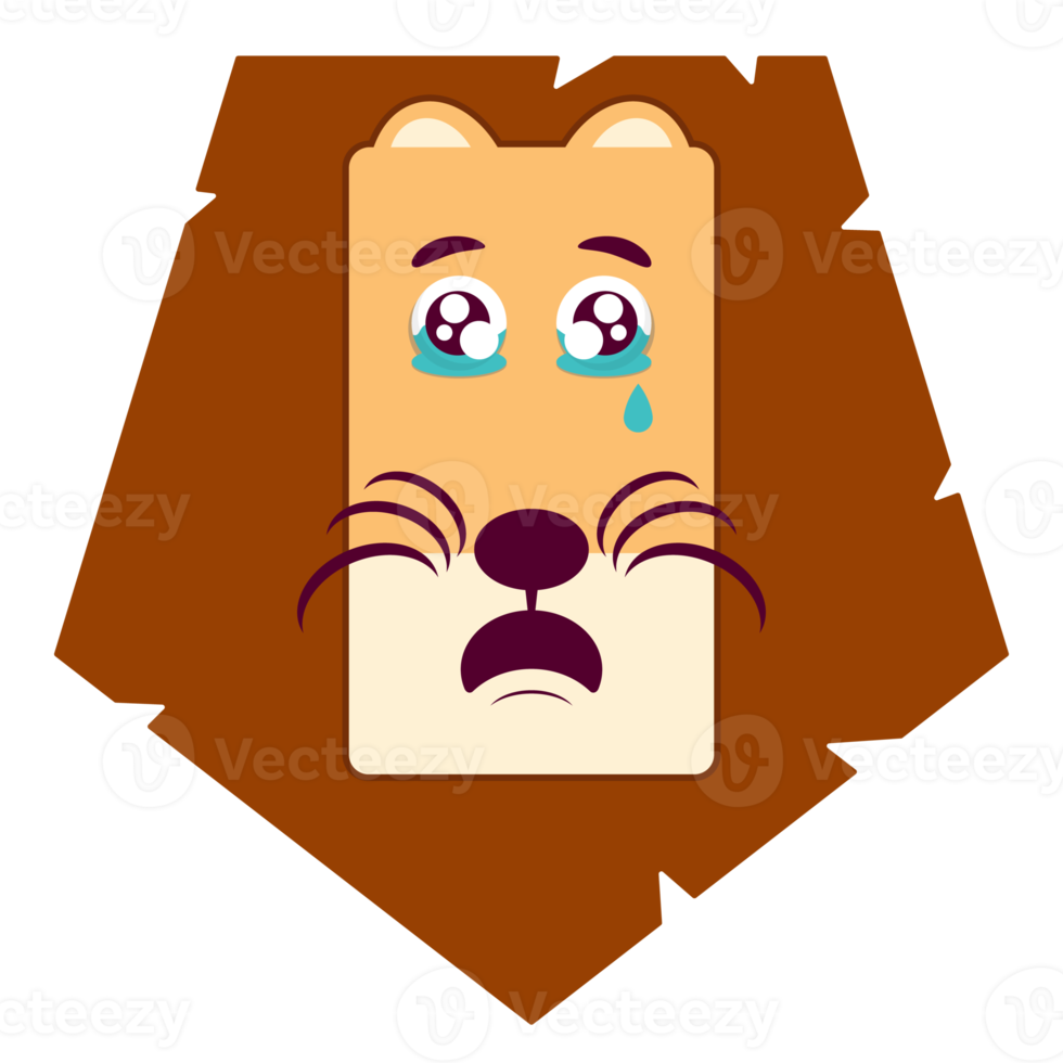 lion crying face cartoon cute png