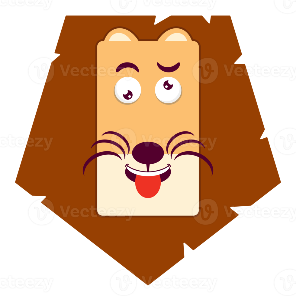 lion playful face cartoon cute png