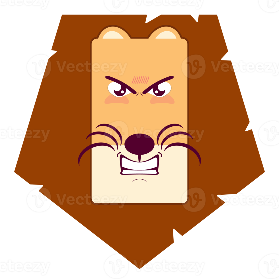 lion angry face cartoon cute png