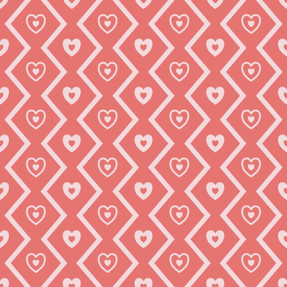 Mini heart zigzag line seamless pattern background. Feminine pink color mini heart random shape zigzag line pattern. Use for fabric, textile, interior decoration elements, upholstery, wrapping. vector