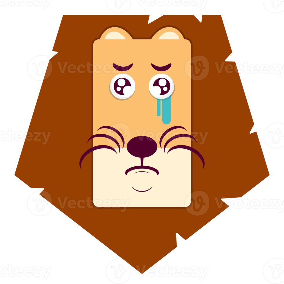 lion crying face cartoon cute png