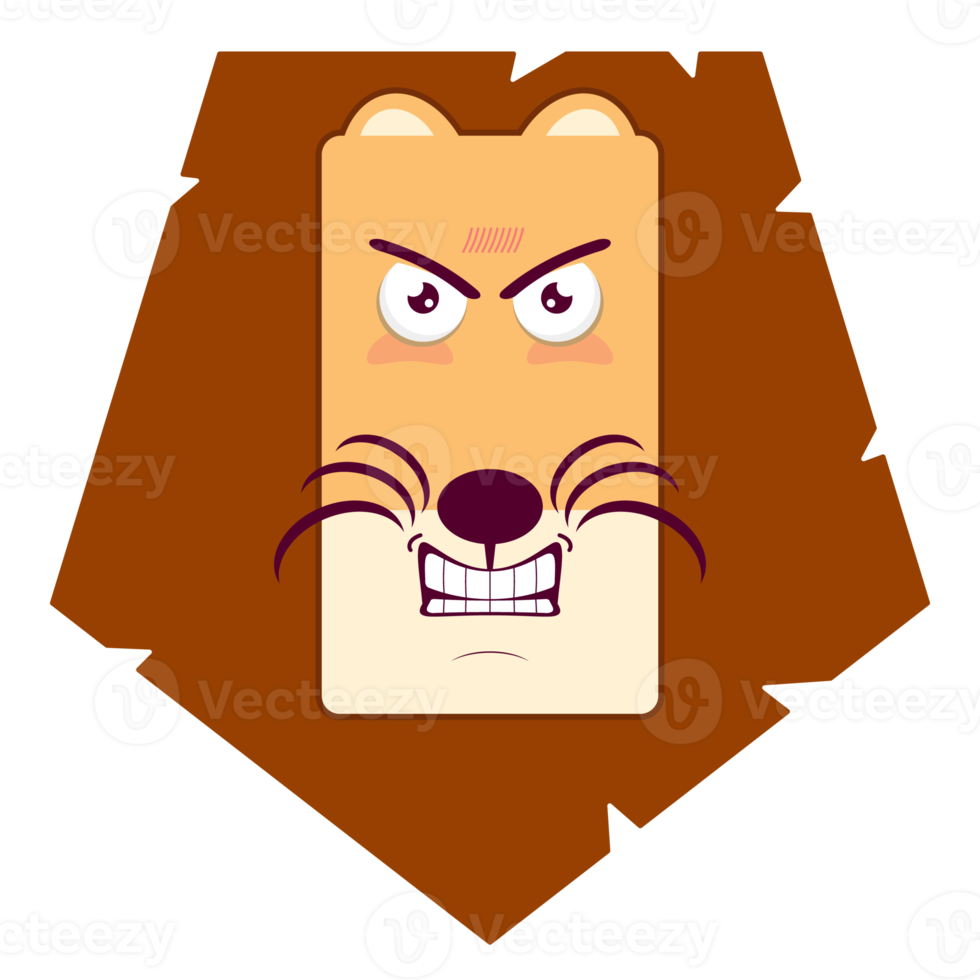 Löwe wütendes Gesicht Cartoon süß png