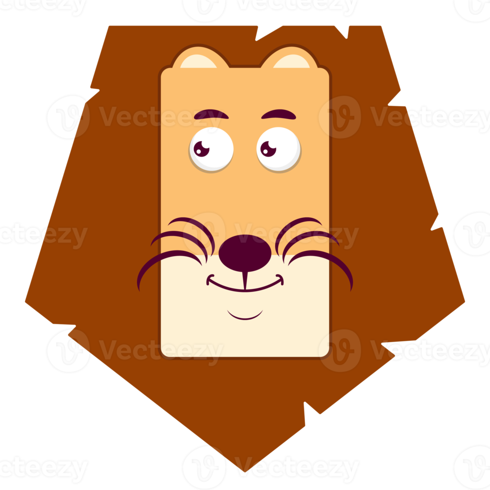 lion doute visage dessin animé mignon png