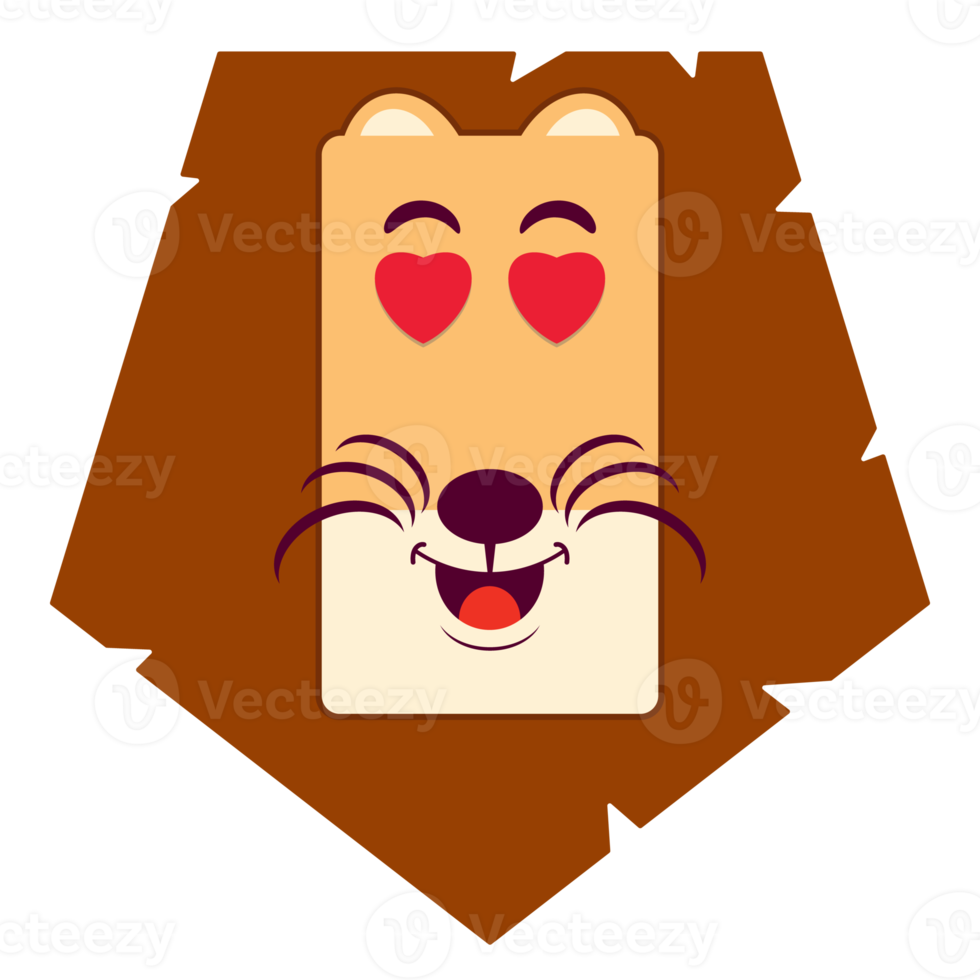 lion in love face cartoon cute png