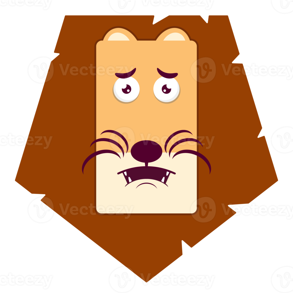 lion scared face cartoon cute png