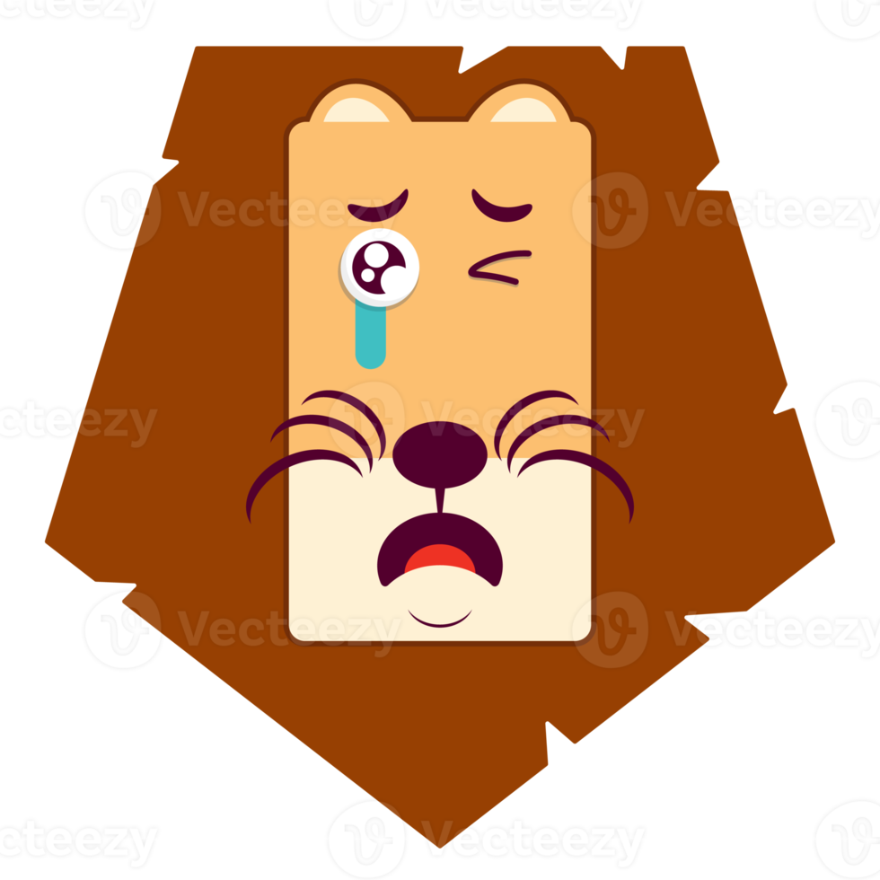 lion crying face cartoon cute png