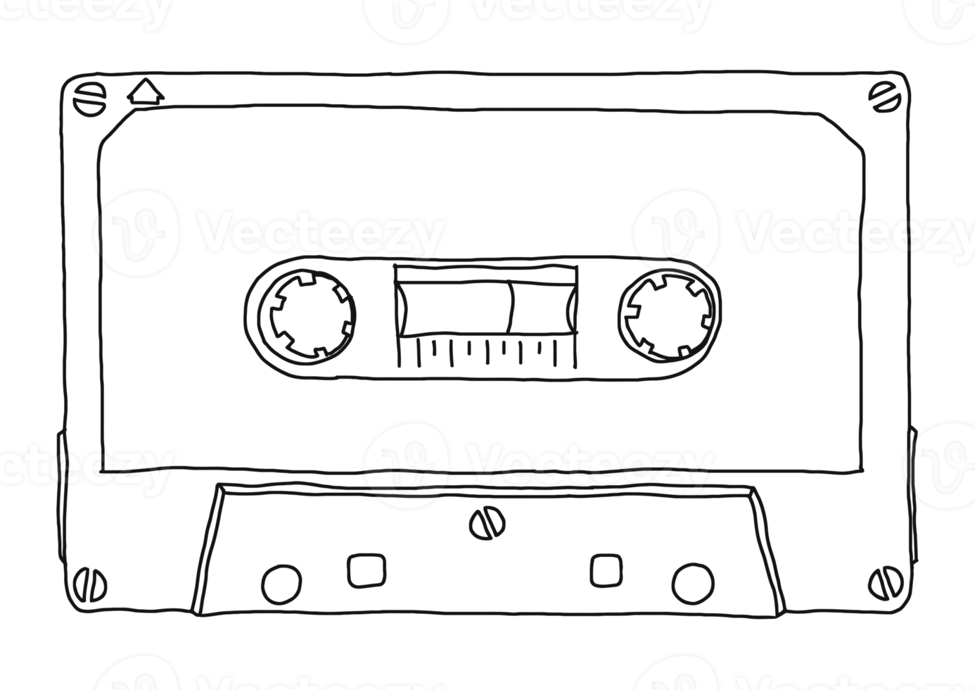 cassete de fita magnética ilustração desenhada à mão png transparente