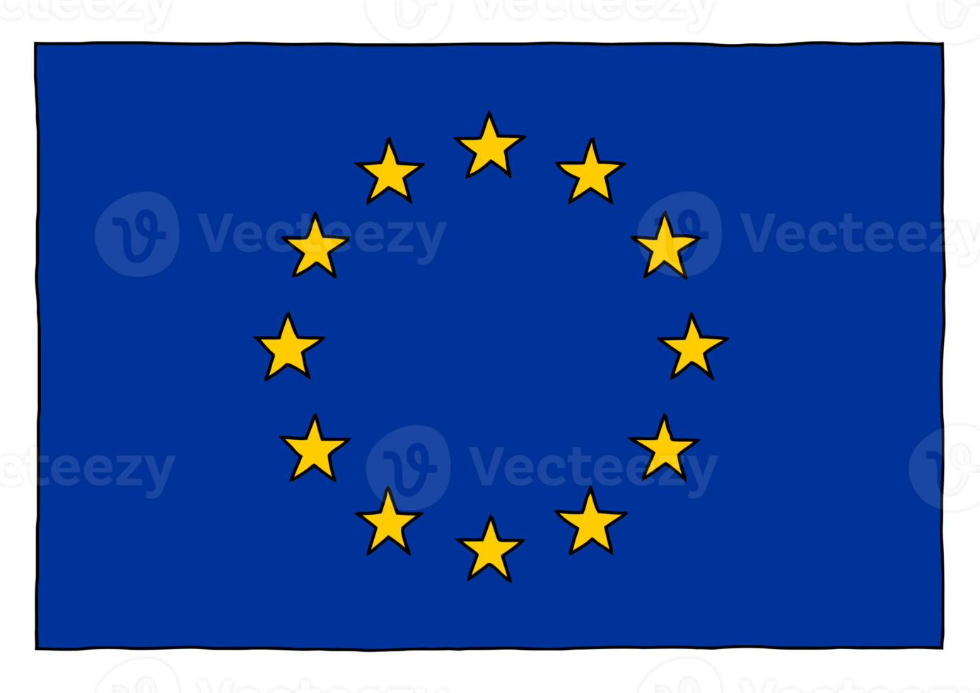 bandera dibujada a mano de la unión europea ue png