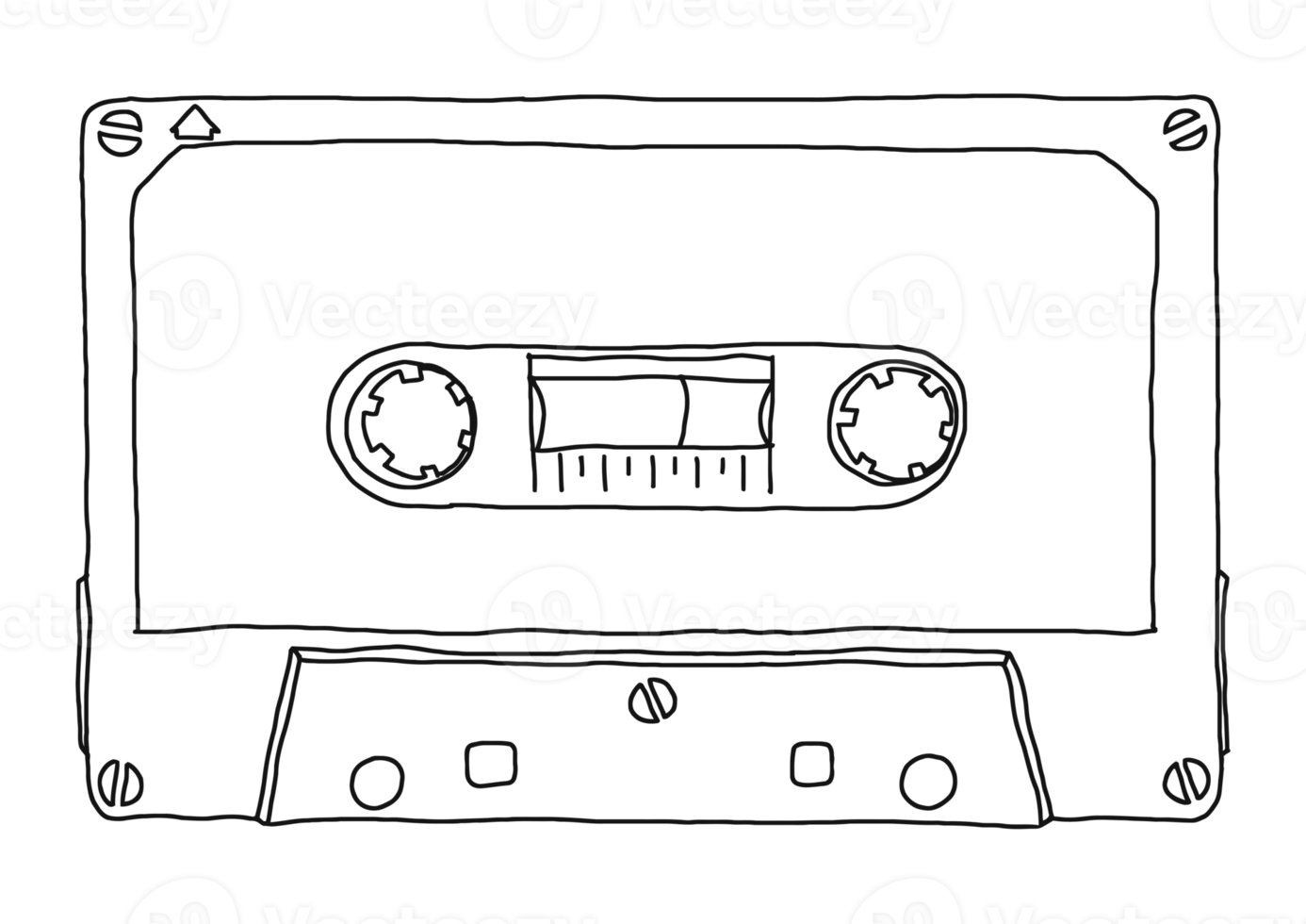 cassete de fita magnética ilustração desenhada à mão png transparente
