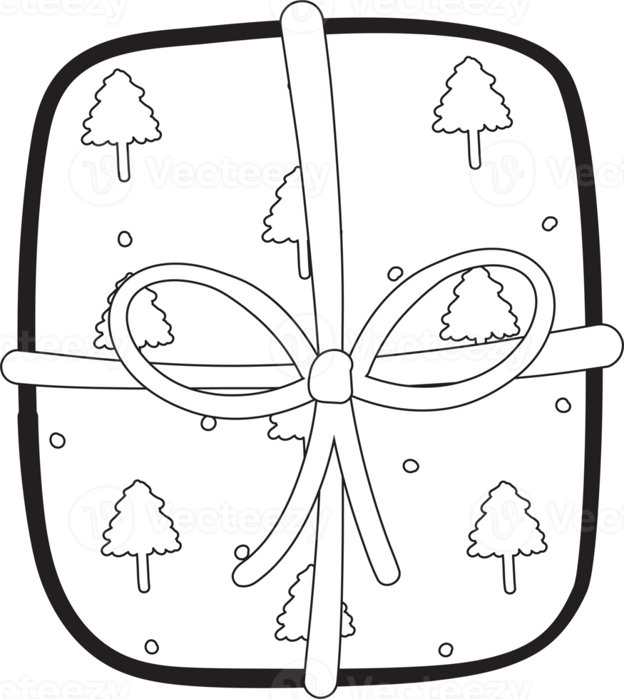 nette geschenkgeschenkbox umreißkarikaturgekritzelhand gezeichnet png