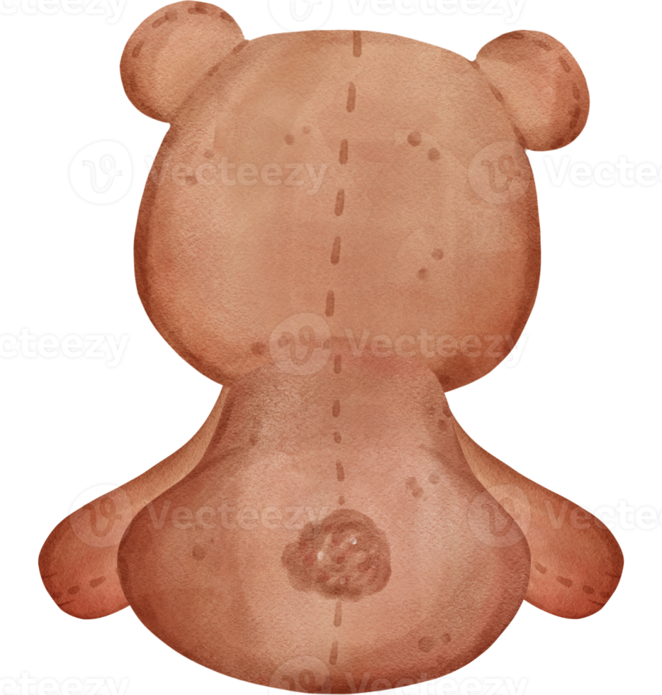cute Valentine brown teddy bear with red bow watercolour hand drawing png