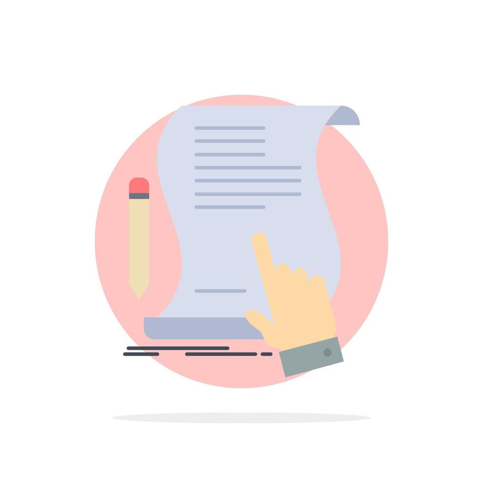 contract document paper sign agreement application Flat Color Icon Vector