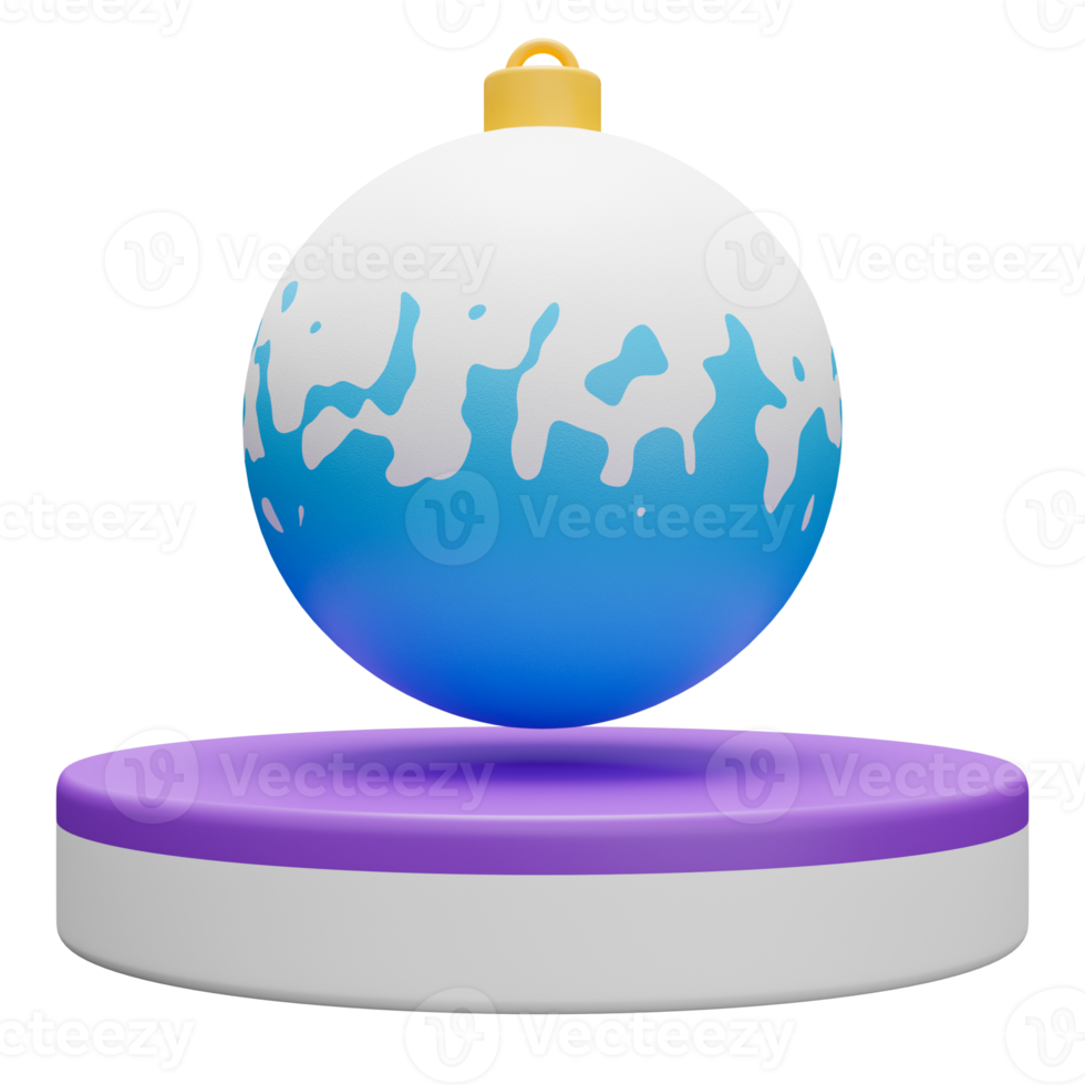 Christmas isolated podium with colorful bauble ball for product display. 3d rendering png