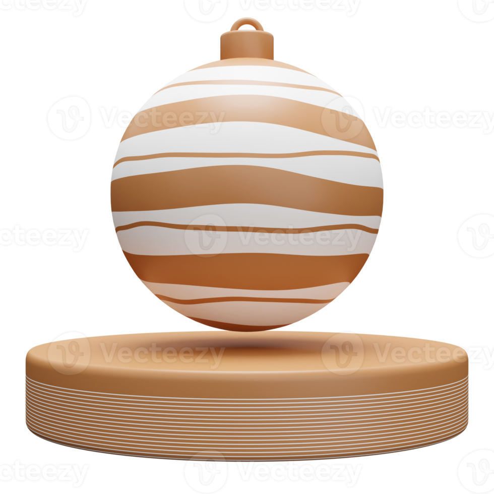 Christmas isolated podium with golden bauble ball for product display. 3d rendering png