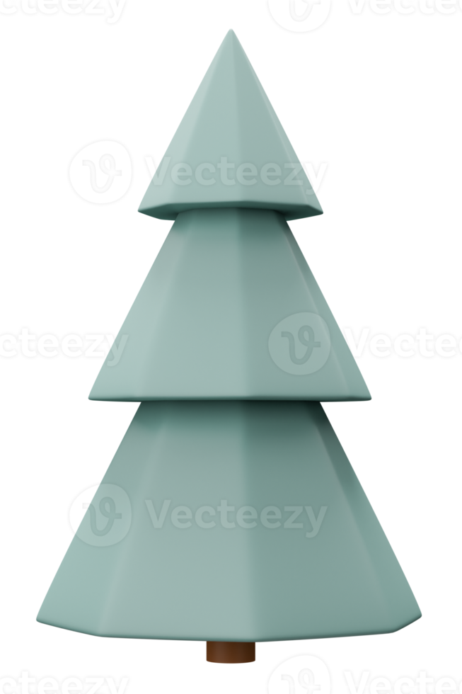 renderização 3d poli baixa mínima árvore de natal verde isolada png