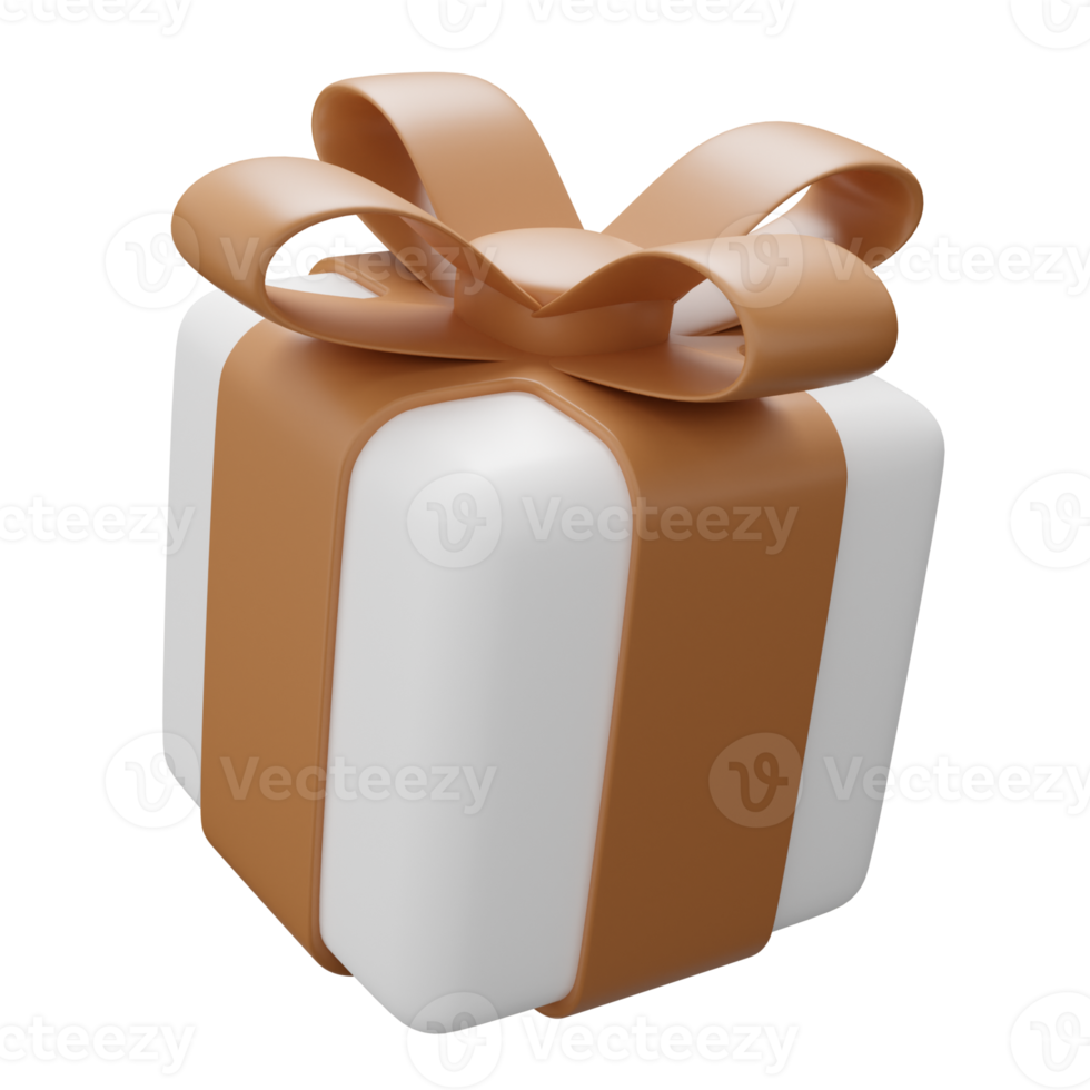 3d render isolated gift box. Realistic white paper gift box set with golden ribbon bow. Concept of abstract holiday, birthday or wedding present or surprise. 3d high quality isolated render png