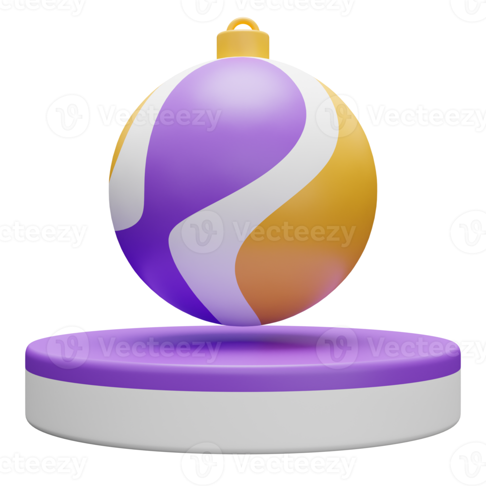 Christmas isolated podium with colorful bauble ball for product display. 3d rendering png
