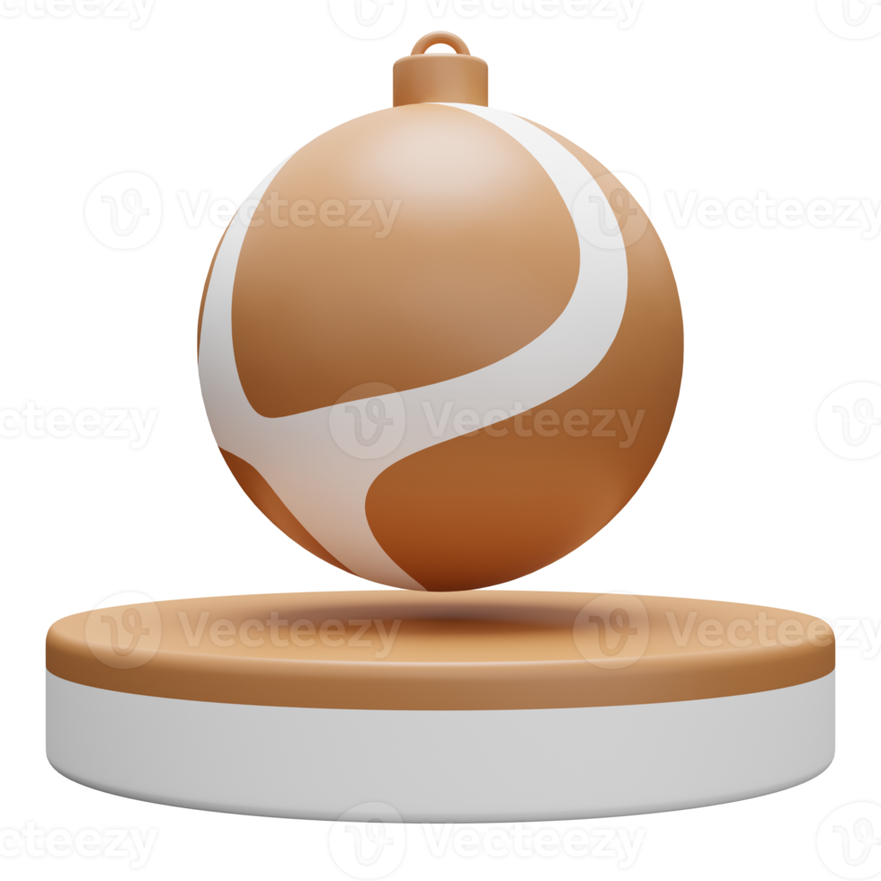 Christmas isolated podium with golden bauble ball for product display. 3d rendering png