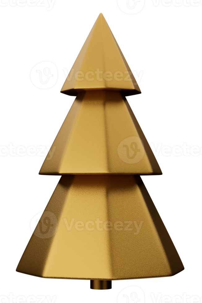 minimal låg poly 3d framställa jul guld träd isolerat png