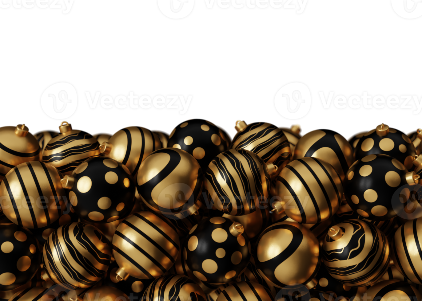 Christmas isolated black golden luxury bauble ball 3d render illustration. Happy new year 3d render image of christmas holiday png
