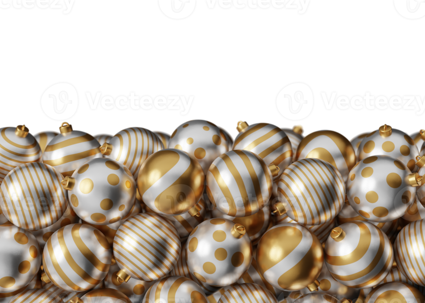 Christmas isolated white golden luxury bauble ball 3d render illustration. Happy new year 3d render image of christmas holiday png