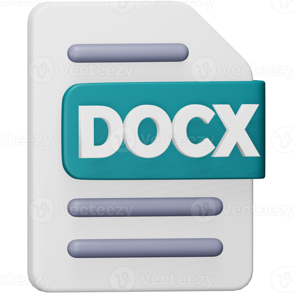 Docx file format 3d rendering isometric icon. png