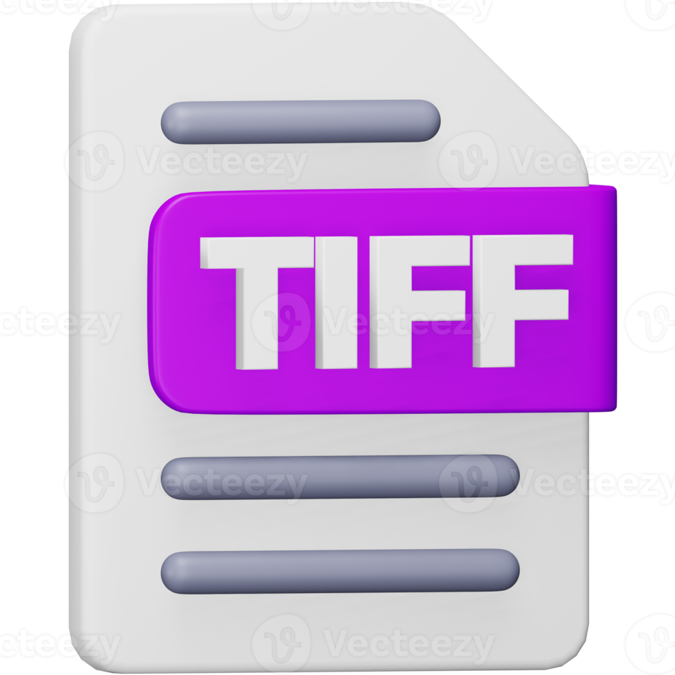 Tiff file format 3d rendering isometric icon. png