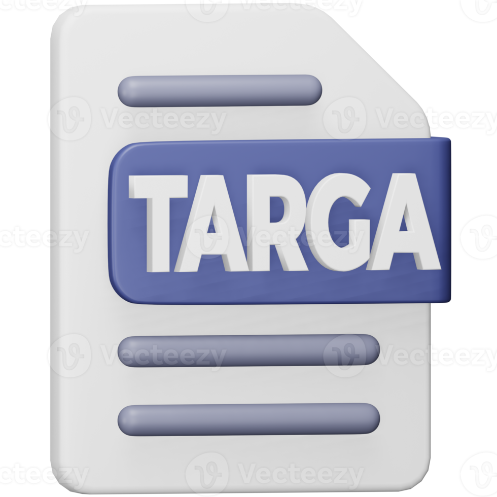 Targa file format 3d rendering isometric icon. png