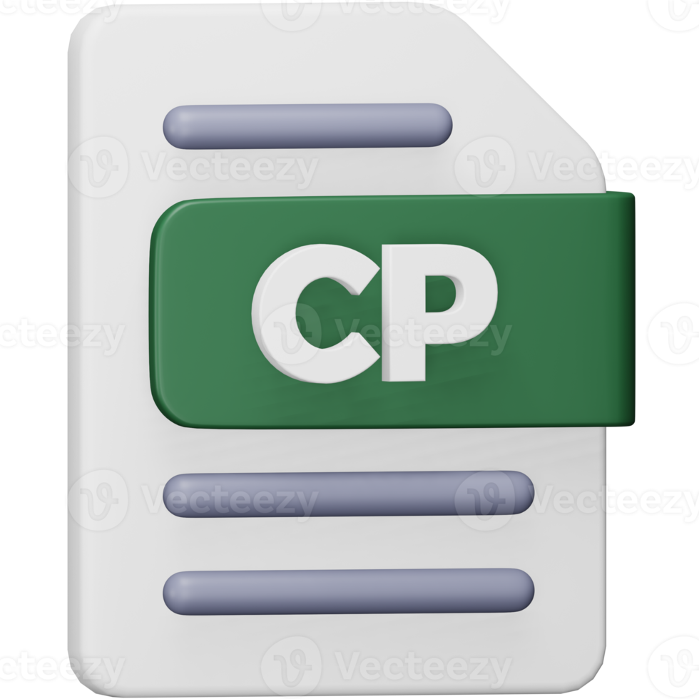 Cp file format 3d rendering isometric icon. png