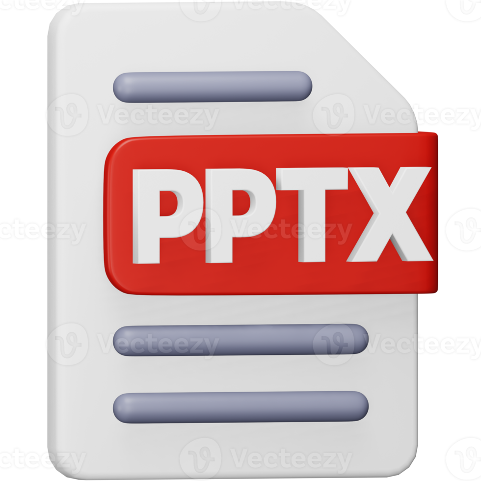 pptx-Dateiformat 3D-Rendering isometrisches Symbol. png